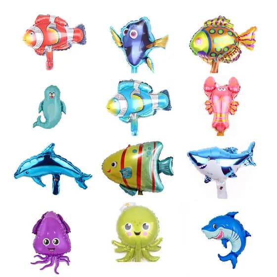 Mini pequeno oceano filme de alumínio balão golfinho marisco festa de aniversário decoração sala de casamento balão
