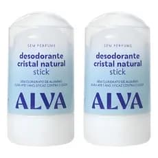 Kit 2 Desodorante Alva Cristal 60g  Stick Casal