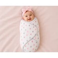 Saco De Dormir Bebê Cueiro Swaddle Fácil Ajuste Flanelado Cor Azul Espaço 4.0