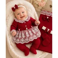 Kit Saída Maternidade Bebê Menina Enxoval Tricot Vestidinho