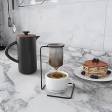 Suporte Coador Café Individual Stolf Aço Preto Fosco + Refil Algodão
