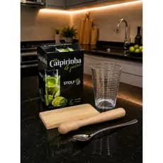 Kit Caipirinha C/ Copo 265ml, Tabua, Socador E Colher Inox Stolf