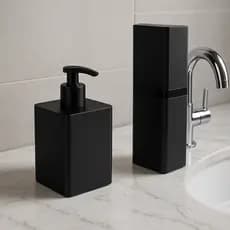 Kit Dispenser Sabonete E Porta Escova Dente Com Tampa Preto