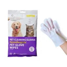 Luvas Descartáveis Para Higienização De Pets Limpeza Banho a Seco Gato Cachorro