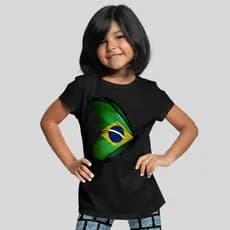 Camisa Brasil Infantil Camiseta Seleção Infantis Menina Borboleta Cor Bandeira