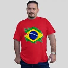 Camiseta Vermelha Brasil Plus Size G1 Ao G5 Camisa Verde Amarela para Copa Eleição Lançamento