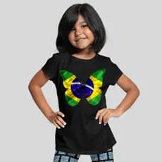 Camisa Brasil Infantil Borboleta Blusas Infantis Menina Cor Bandeira Lançamento