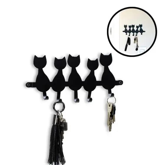 Porta Chave Suporte Chaves Organizador Coleiras Desenho Gato
