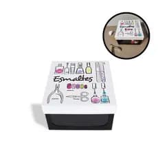 Caixa organizadora de esmalte manicure e pedicure com tampa de aço