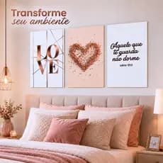 Quadro Decorativo Frase Positiva Coração Love Quarto Sala