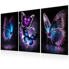 Quadro Decorativo Borboletas em Neon Estilo Moderno