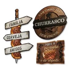 Kit Placas Decorativas Bebidas Cervejas Frases Churrasco Área Gourmet