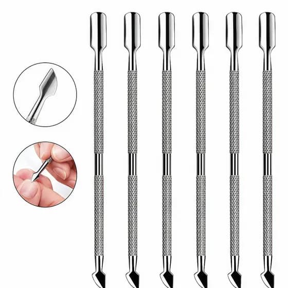 Espátula Dupla Empurrador Inox Profissional Manicure e Pedicuro 1/6 Pcs