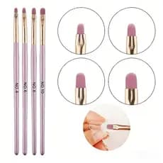 Kit c/ 4 Pincéis Língua de Gato para Decoração de Unhas e Nail Art em Gel Profissional Manicure