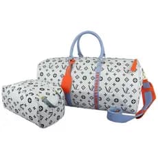 Kit Mala e Necessaire Feminina Masculina Aero 10kg Viagens Passeios Casual Luxo Branca Letra