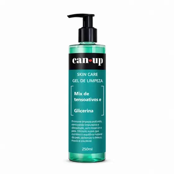 Gel de Limpeza Facial Profissional Can Up 250ml Remove Oleosidade Limpa Profundamente Uso Diário