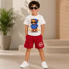 conjunto infantil masculino roupa nova de menino bermuda e camiseta