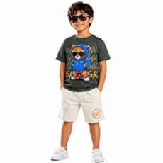 Conjunto Infantil Masculino Roupa Nova de Menino Short e Camisa Look Festivo