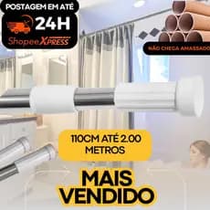 Varão/Barra de Pressão Extensível Regulável para Cortina Box Banheiro, Cozinha, Porta Decoração Tubo Haste Extensível