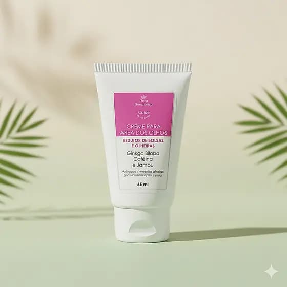 Creme para área dos olhos - redutor de bolsas e olheiras - com ginkgo biloba, cafeína e jambo - 65ml