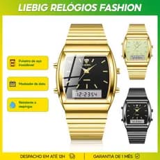 LIEBIGmoda assuntos de negócios Relógio masculino à prova d'água quadrado dourado para negócios
