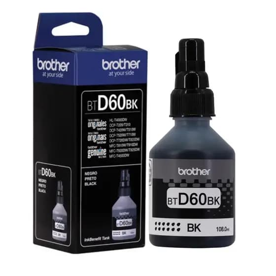 Refil Garrafa De Tinta Impressora Brother BT D60 Preto