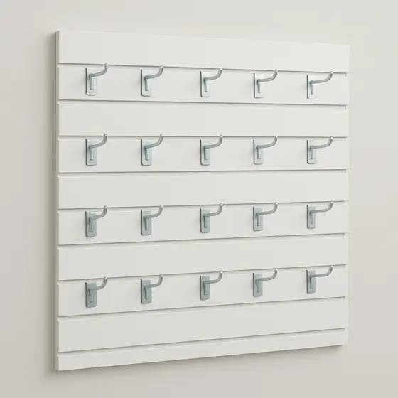 Painel Canaletado Expositor Branco MDF 0,61x0,61 + 20 Ganchos | Loja Comércio Exposição