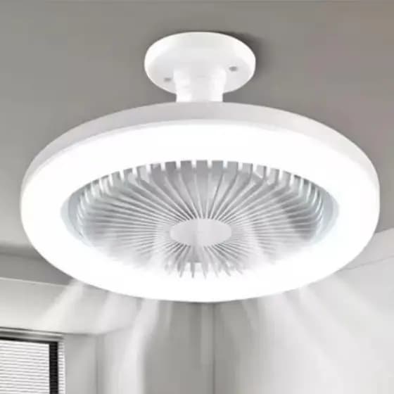 Ventilador luminária 5 folhas grande de Teto com aroma silencioso e economico turbo controle remoto E27 Bivolt 50w