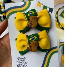 Parzinho infantil copa 2026 Laço de cabelo Capivara Brasil Laço na presila e xuxinha copa do mundo