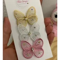 kit de presilhas borboletas, Par de mini presilhas, presilha para bebê com borboleta.