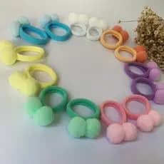Parzinho de xuxinha infantil  com pompom -  Amarrador  de cabelo com pompom colorido