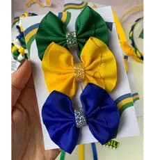 kit com 3 laços copa do mundo 2026 Laço na presilha Brasil Laços verde amarelo e azul