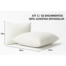 Kit com 2 Enchimentos de Almofada baguete  50x35cm – Fibra Siliconada Antialérgica
