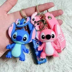 Chaveiro Lilo Stitch Fofo kit Chaveiro 3D Grande Emborrachado Bolsa| Mochila |Colecionáveis