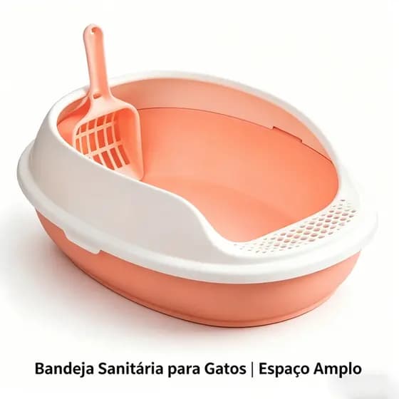 Bandeja Sanitária Oval para Gatos, Espaço Amplo com Peneira Inclusa