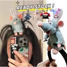 Faixa Ratatouille, Bandana e Presilha com Boneca Pelúcia Aba Larga para Meninas