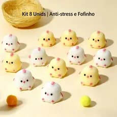 Kit 8 Pintinhos Fofinhos Anti-stress, Brinquedo Squeeze Retorno Lento, Presente para Amigas e Crianças