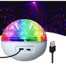 Bola de Festa LED RGB com Entrada USB, Globo Mágico Rotativo Automático para Quarto,KTV,Aniversários e Decoração Interna