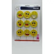 Kit c/06 e 09 Cabides Gancho de Metal p/ Parede Auto Adesivo Emoji Smile