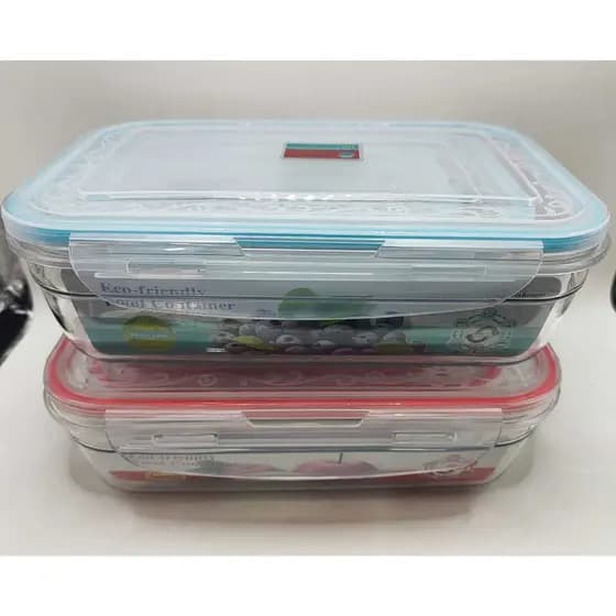 Kit com 3 Potes Herméticos de Plástico – Tampa Azul e Vermelha | Ideal para armazenar alimentos