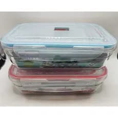 Kit com 3 Potes Herméticos de Plástico – Tampa Azul e Vermelha | Ideal para armazenar alimentos