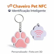 Chaveiro Pet NFC Personalizado | Identificação Inteligente para Cães e Gatos | Impresso em 3D