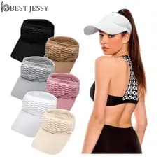 Kit 2 Chapéu/Boné Feminino De Aba Longa Respirável Com Viseira Para Uso Externo  Em Cor Lisa lindo