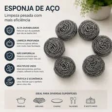 Esponja limpeza pesada aço inox c 6 peças 15g cada