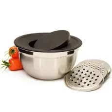 Tigela inox Bowl e Raladores Inoxidavel Com Tampa 3 em 1 salada legumes