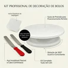 Kit confeitar Bailarina Giratória mais 1 espátula curva e 1 raspador liso Para Confeitaria Bolo Doce