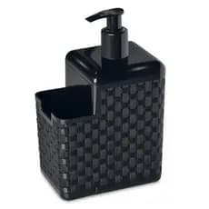 Porta detergente sabonete liquido e esponja lavar louças preto rattan plástico suporte bucha cozinha