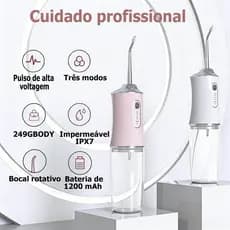 Irrigador Oral Jato D'água Limpeza Profunda Higiene Bucal e Dental Recarregável