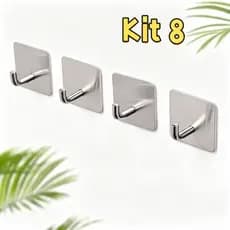Kit Ganchos Inox Adesivo 3m Cabide De Parede Autocolante pronto entrega