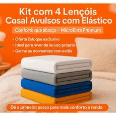 Kit 4 Lençol Casal Liso com Elástico Que Abraça o Colchão Não Sai do Lugar Macio Tipo Hotel